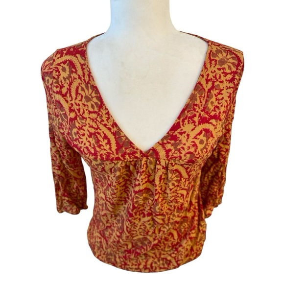 Lucky Brand Womens Boho V-Neck Shirt Blouse - Picture 2 of 7